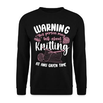 Knitting Knitter Warning This - Unisex Sweatshirt - black - Front - Alina (178cm) & Michal (187cm)