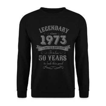 50th birthday Vintage 1973 - Unisex Sweatshirt - black - Front - Alina (178cm) & Michal (187cm)