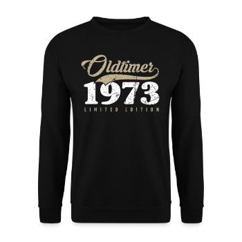 50th birthday Vintage 1973 - Unisex Sweatshirt - black - Front - Alina (178cm) & Michal (187cm)