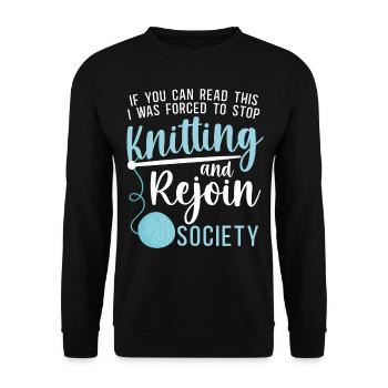 Knitting Knitter If You Can Read - Unisex Sweatshirt - black - Front - Alina (178cm) & Michal (187cm)