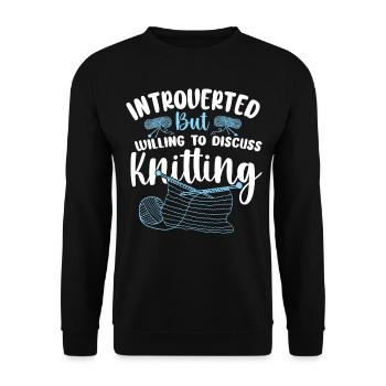 Knitting Knitter Introverted But - Unisex Pullover - Schwarz - Vorne - Alina (178cm) & Michal (187cm)