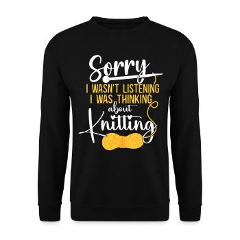 Knitting Knitter Sorry I Wasn't - Unisex Pullover - Schwarz - Vorne - Alina (178cm) & Michal (187cm)