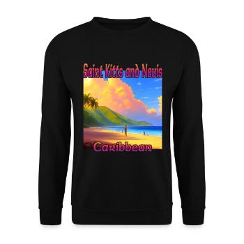 Beach in Saint Kitts and Nevis - Unisex Sweatshirt - black - Front - Alina (178cm) & Michal (187cm)