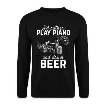 Je préfère jouer du piano et boire de la bière - Piano Piani - Sweat-shirt Unisexe - noir - Devant - Alina (178cm) & Michal (187cm)