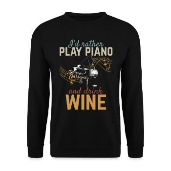 Je préfère jouer du piano et boire du vin - Piano Music - Sweat-shirt Unisexe - noir - Devant - Alina (178cm) & Michal (187cm)