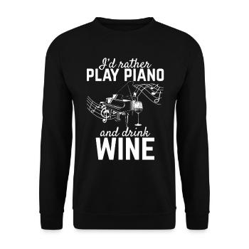 Je préfère jouer du piano et boire du vin - Piano Piani - Sweat-shirt Unisexe - noir - Devant - Alina (178cm) & Michal (187cm)