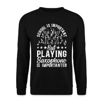 L’école est importante Jouer du saxophone est important - Sweat-shirt Unisexe - noir - Devant - Alina (178cm) & Michal (187cm)