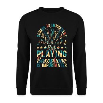 Sax Player Saxophone Player School Boy Saxophonist - Unisex Pullover - Schwarz - Vorne - Alina (178cm) & Michal (187cm)