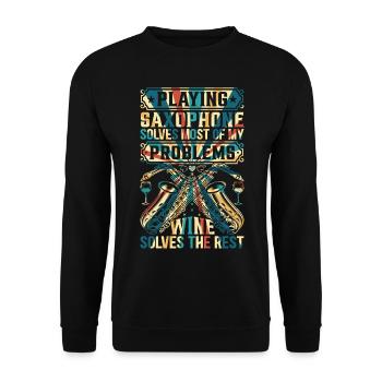 Saxophone Player Quotes Saxophonist - Unisex Pullover - Schwarz - Vorne - Alina (178cm) & Michal (187cm)