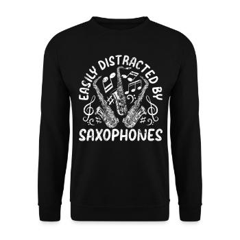 Facilement distrait par les saxophones - Saxophone Player - Sweat-shirt Unisexe - noir - Devant - Alina (178cm) & Michal (187cm)