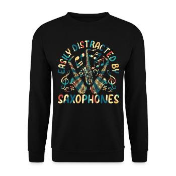 Facilement distrait par les saxophones - Saxophone Musici - Sweat-shirt Unisexe - noir - Devant - Alina (178cm) & Michal (187cm)