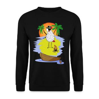 Pirate Chicken Buccaneer Island Eye Patch Adventure - Sweat-shirt Unisexe - noir - Devant - Alina (178cm) & Michal (187cm)