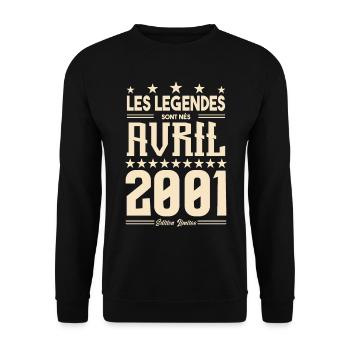 cadeau d'anniversaire Avril 2001 cadeau avril 2001 - Sweat-shirt Unisexe - noir - Devant - Alina (178cm) & Michal (187cm)
