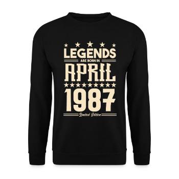 Gift Legend April 1987 gift April 1987. April - Unisex Sweatshirt - black - Front - Alina (178cm) & Michal (187cm)