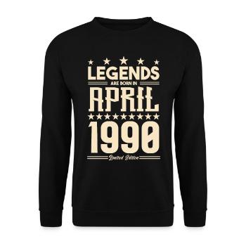 Geschenk Legende April 1990 Geschenk April 1990. April - Unisex Pullover - Schwarz - Vorne - Alina (178cm) & Michal (187cm)