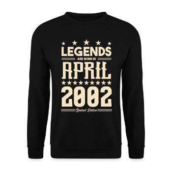 Geschenk Legend April 2002 Geschenk April 2002. April - Unisex Pullover - Schwarz - Vorne - Alina (178cm) & Michal (187cm)
