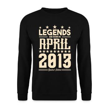 Geschenk Legende April 2013 Geschenk April 2013. April - Unisex Pullover - Schwarz - Vorne - Alina (178cm) & Michal (187cm)