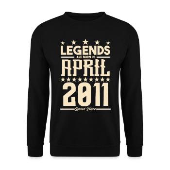 Geschenk Legende April 2011 Geschenk April 2011. April - Unisex Pullover - Schwarz - Vorne - Alina (178cm) & Michal (187cm)
