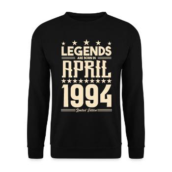 Geschenk Legende April 1994 Geschenk April 1994. April - Unisex Pullover - Schwarz - Vorne - Alina (178cm) & Michal (187cm)
