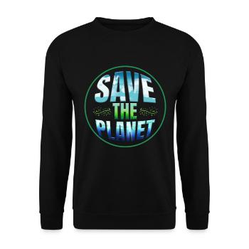 Logo Save The Planet With Clouds, Gras, Ocean For - Unisex Sweatshirt - black - Front - Alina (178cm) & Michal (187cm)