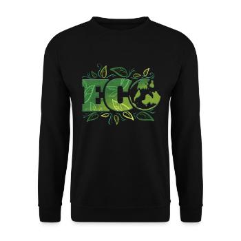 Logo Eco With Earth And Green Leaves For Earth Day - Unisex Sweatshirt - black - Front - Alina (178cm) & Michal (187cm)