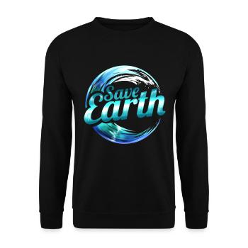 Logo Save Earth With Ocean Wave For Earth Day - Unisex Pullover - Schwarz - Vorne - Alina (178cm) & Michal (187cm)
