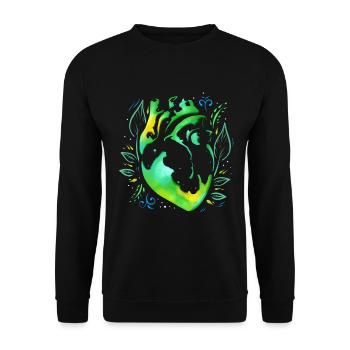 Cœur biologique vert avec feuilles dans le style asiatique - Sweat-shirt Unisexe - noir - Devant - Alina (178cm) & Michal (187cm)
