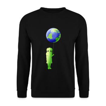 Green Girl Silhouette With Earth Ballon For Earth - Unisex Sweatshirt - black - Front - Alina (178cm) & Michal (187cm)