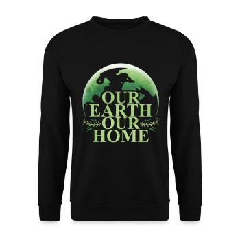 Logo Our Earth Our Home For Earth Day - Unisex Pullover - Schwarz - Vorne - Alina (178cm) & Michal (187cm)