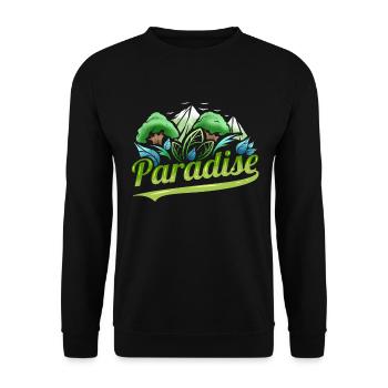 Logo Paradise With Trees And Mountains For Earth - Unisex Sweatshirt - black - Front - Alina (178cm) & Michal (187cm)