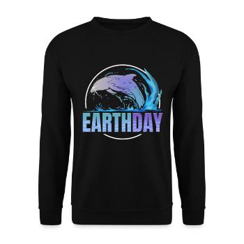 Logo Jumping Dolphin In The Waves For Earth Day - Unisex Sweatshirt - black - Front - Alina (178cm) & Michal (187cm)