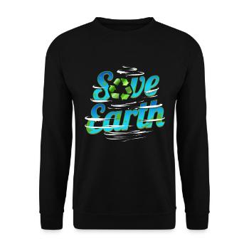 Save Earth With Recycle Logo And Clouds For Earth - Unisex Sweatshirt - black - Front - Alina (178cm) & Michal (187cm)