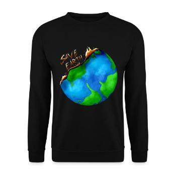 Burning Earth Globe - Save Earth For Earth Day - Unisex Pullover - Schwarz - Vorne - Alina (178cm) & Michal (187cm)