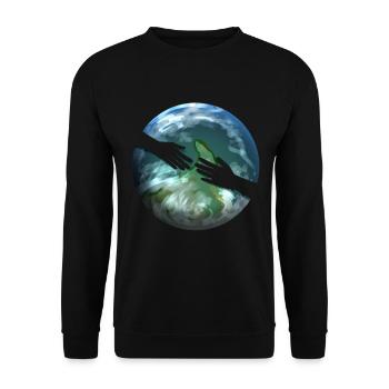 Deux mains tendues devant Earth Globe pour - Sweat-shirt Unisexe - noir - Devant - Alina (178cm) & Michal (187cm)