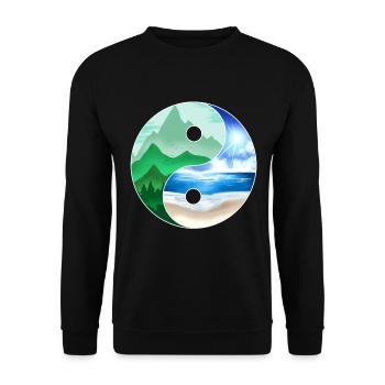 Logo Yin And Yang - Mountains And Ocean For Earth - Unisex Pullover - Schwarz - Vorne - Alina (178cm) & Michal (187cm)