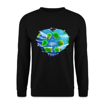 Cœur de terre avec nuages et logo de recyclage pour - Sweat-shirt Unisexe - noir - Devant - Alina (178cm) & Michal (187cm)