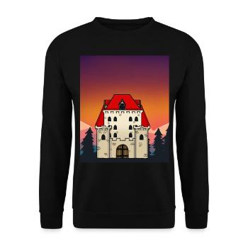 Castle Castle Middle Ages Fairy Tale Character - Unisex Sweatshirt - black - Front - Alina (178cm) & Michal (187cm)