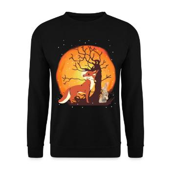 Soleil Hiver Neige Faune Renard Lapin Nature - Sweat-shirt Unisexe - noir - Devant - Alina (178cm) & Michal (187cm)