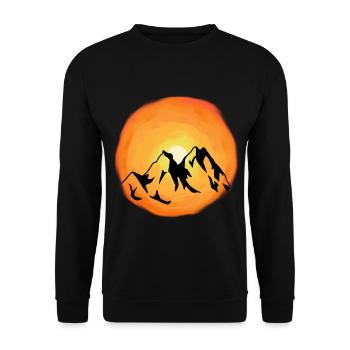 Sunshine Mountains Mountain Summit Mountaineer Alm - Unisex Sweatshirt - black - Front - Alina (178cm) & Michal (187cm)