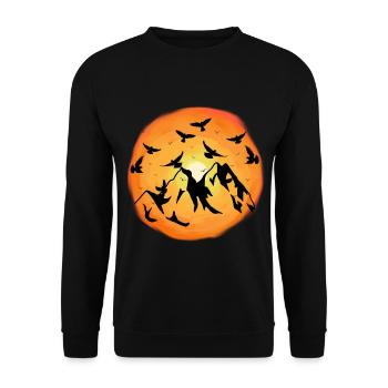 Sunshine Mountains Wilderness Birds Nature Sun - Unisex Sweatshirt - black - Front - Alina (178cm) & Michal (187cm)