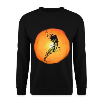 Sonnenschein Wildvögel Vogelschwarm Vögel Sonne - Unisex Pullover - Schwarz - Vorne - Alina (178cm) & Michal (187cm)