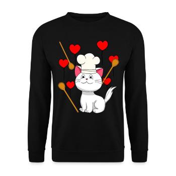 Cat Chef Birthday Gift Hobby Chef Cooking - Unisex Sweatshirt - black - Front - Alina (178cm) & Michal (187cm)
