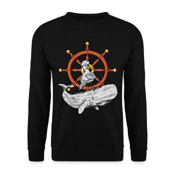 Seafaring Steering Wheel Captain Travel Seafaring Ahoy - Unisex Sweatshirt - black - Front - Alina (178cm) & Michal (187cm)