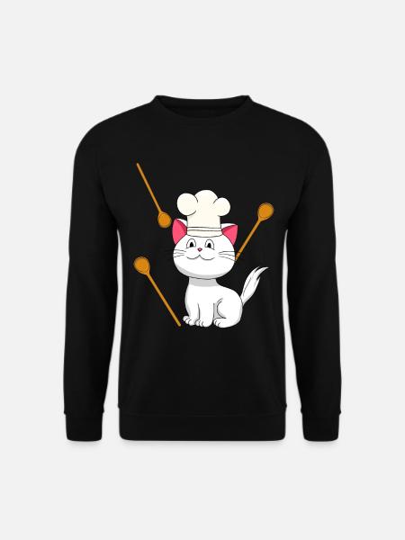 Katze Koch Kochmütze Geburtstagsgeschenk kochen - Unisex Pullover - Schwarz