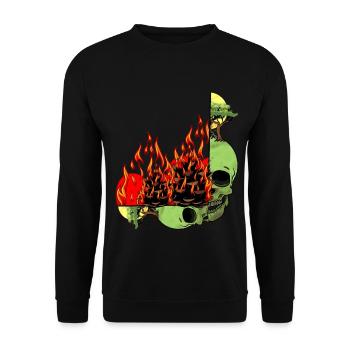 Planet Erde Klimawandel Umwelt Natur Skull Ende - Unisex Pullover - Schwarz - Vorne - Alina (178cm) & Michal (187cm)