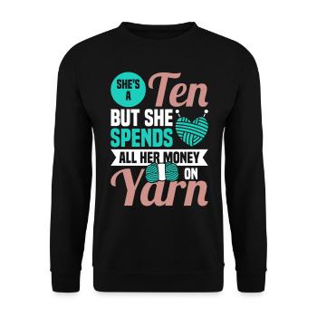 Handarbeit Stricken lustiger Strick Spruch - Unisex Pullover - Schwarz - Vorne - Alina (178cm) & Michal (187cm)
