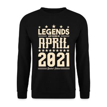 Geschenk Legende April 2021 Geschenk April 2021. April - Unisex Pullover - Schwarz - Vorne - Alina (178cm) & Michal (187cm)