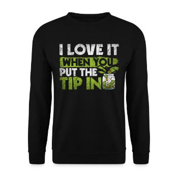 I Love It When You Put The Tip In Lustig Barkeeper - Unisex Pullover - Schwarz - Vorne - Alina (178cm) & Michal (187cm)