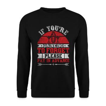 Please Pay In Advance Funny Bartender - Unisex Sweatshirt - black - Front - Alina (178cm) & Michal (187cm)