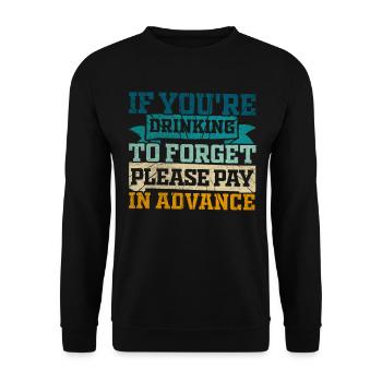 Please Pay In Advance Lustiges Bartender - Unisex Pullover - Schwarz - Vorne - Alina (178cm) & Michal (187cm)